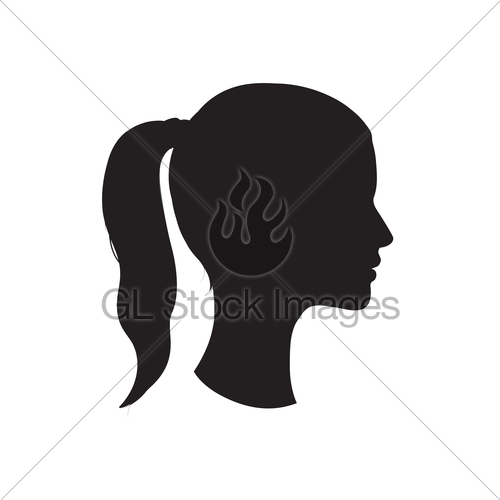 500x500 Pretty Girl Profile. Woman Face Silhouette. Portrait. Gl Stock