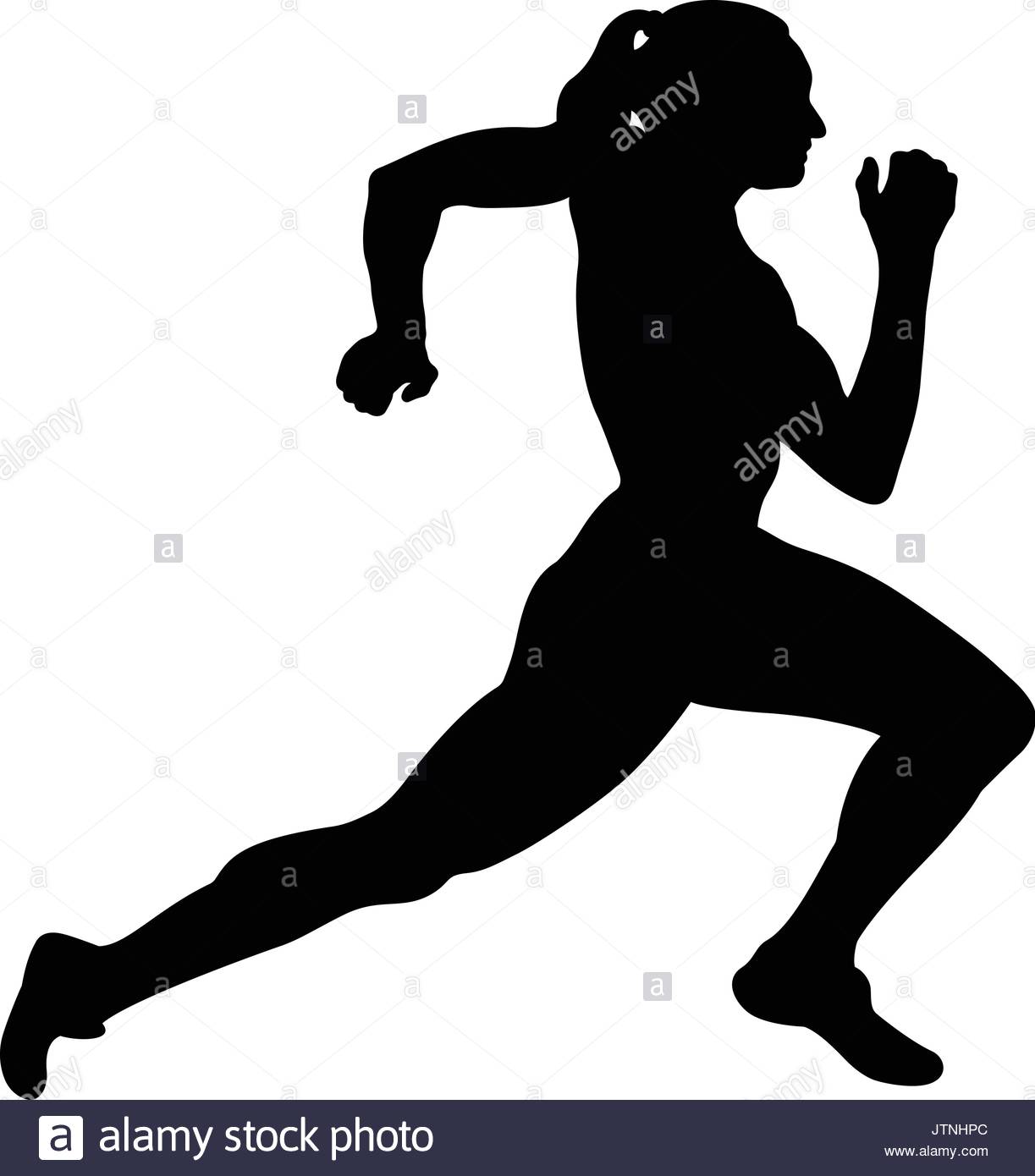 1223x1390 Fast Running Woman Sprinter Runner Black Silhouette Stock Vector