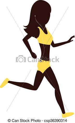 288x470 Running Girl. Silhouette Of A Pretty Girl Is Running And Vector