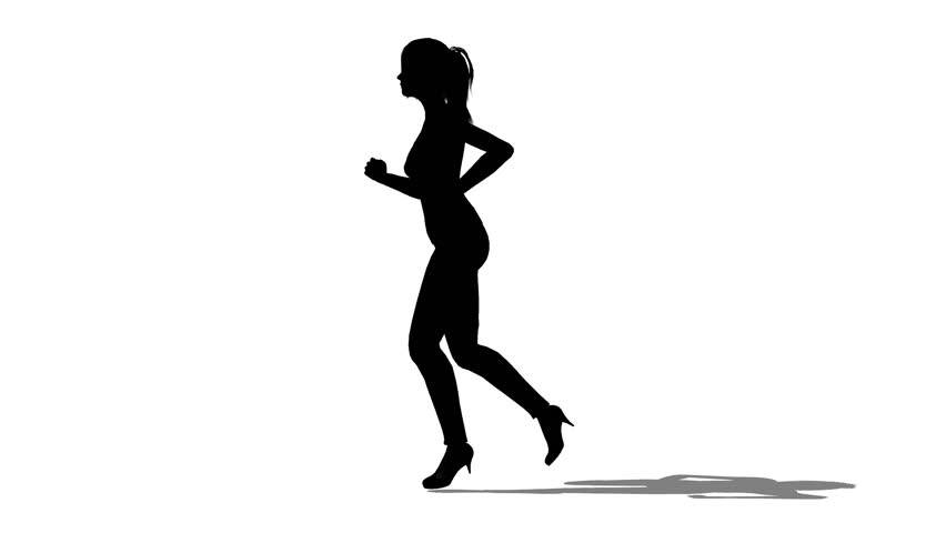 852x480 Wide Shot Of A Female Running In Place On A Treadmill, While