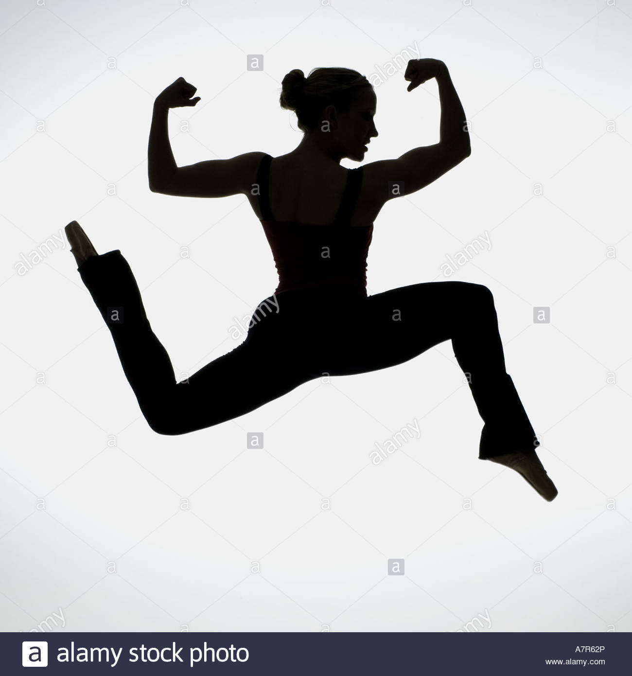 1300x1390 Side Profile Silhouette Of Female Dancer Flexing Muscles Stock