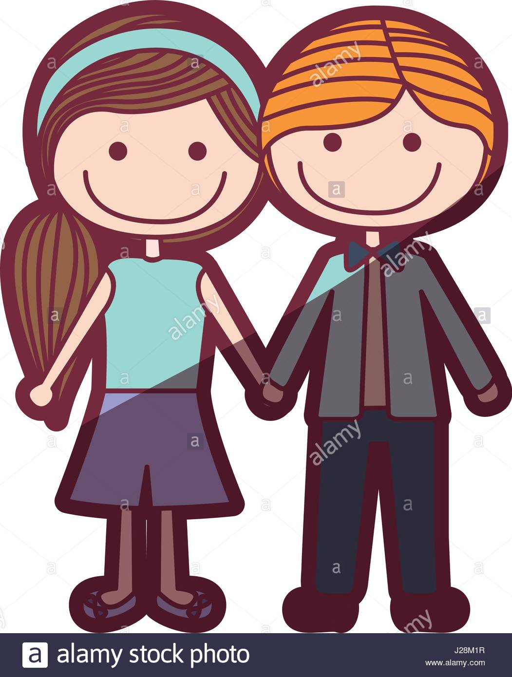 1051x1390 Color Silhouette Shading Cartoon Blond Male Hair And Female Side