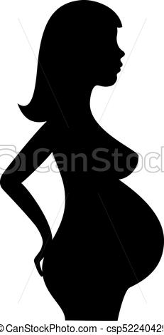 231x470 Longhaired Pregnant Woman Vector Icon. Longhaired Pregnant