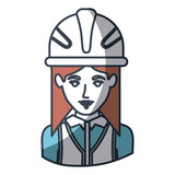 160x160 Lego Female Silhouette Worker With Helmet Vector Illustration