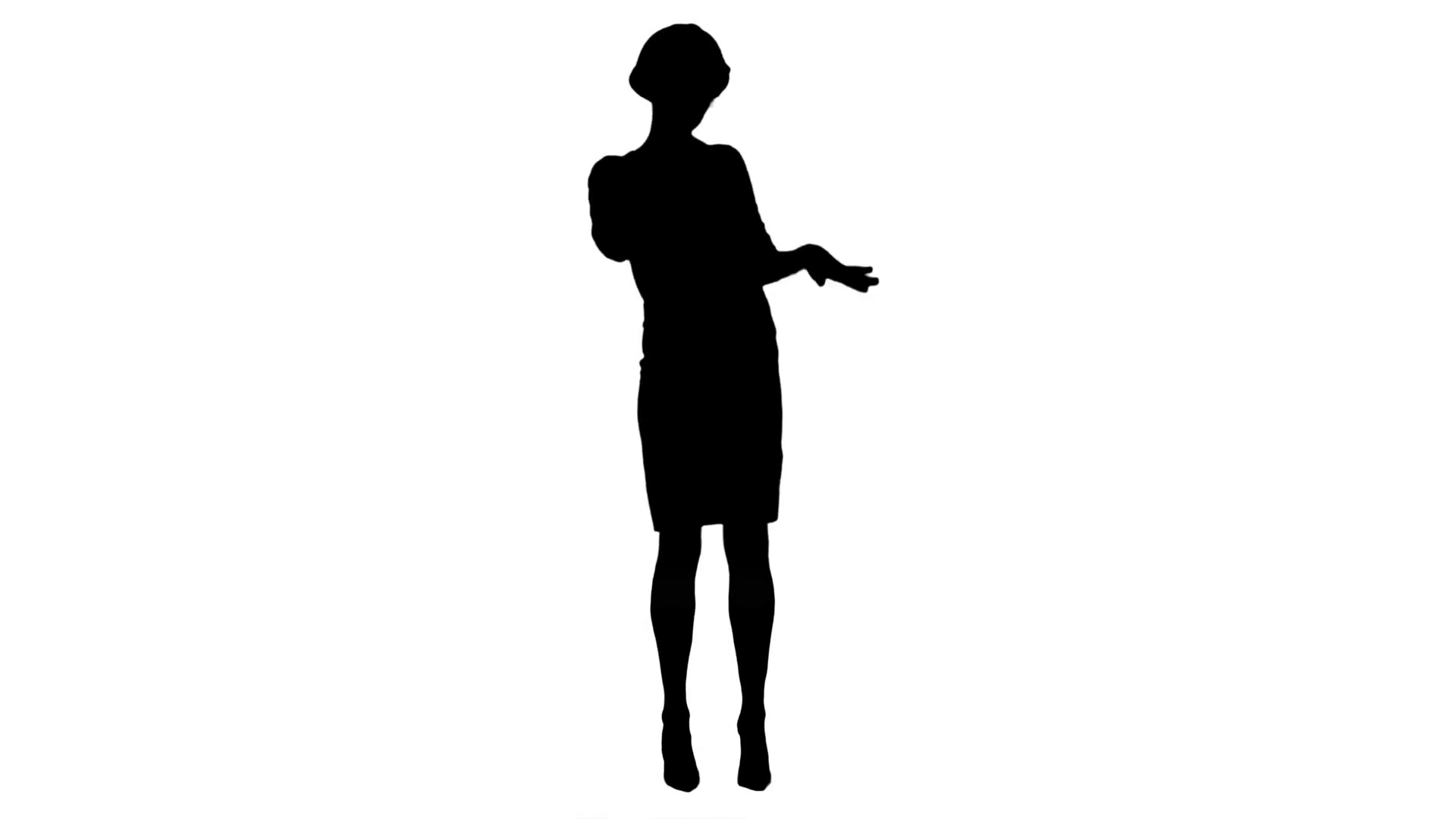 1920x1080 Silhouette Female Architect In Hardhat Making Funny Dancing Stock