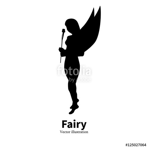 500x500 Logo Icon Faerie. Female Silhouette Pixy. Stock Image And Royalty