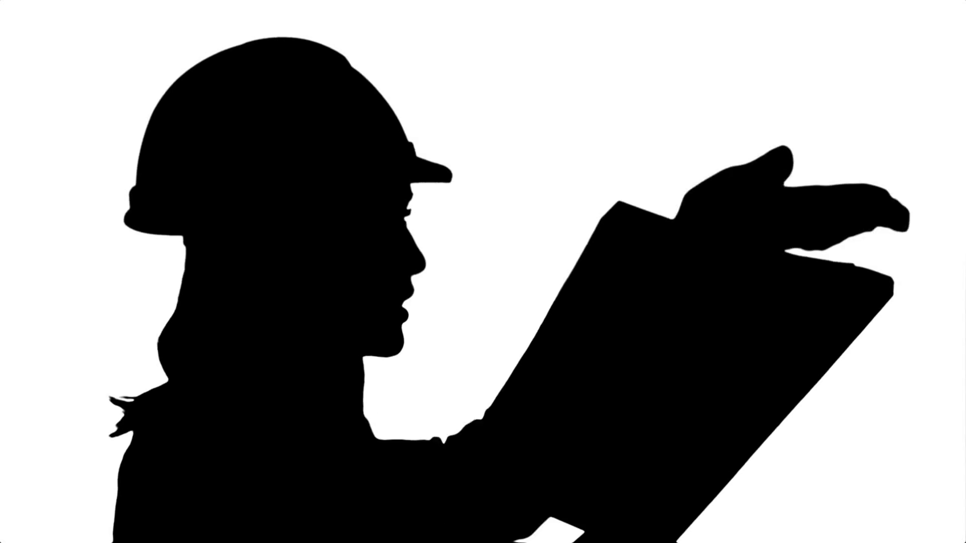 1920x1080 Silhouette Female Construction Engineer Reading Plans And Talk