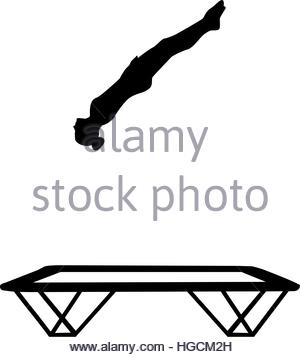 300x357 Female Trampolinist Silhouette Stock Photo 130734259