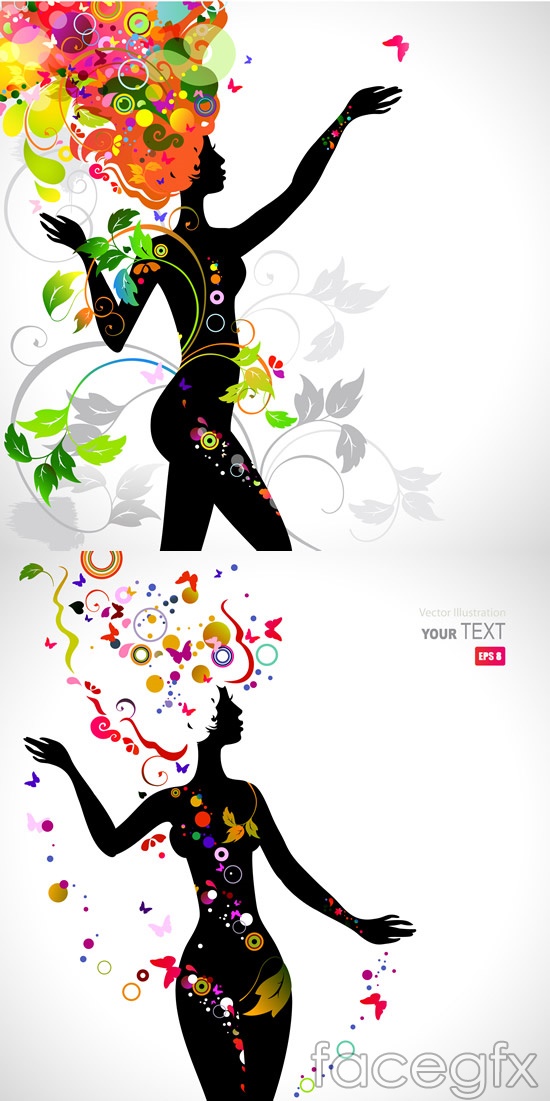 550x1101 Pattern Female Silhouette Vector Free Vectors
