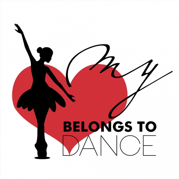 600x600 Dance Hobby Poster Female Dancer Silhouette Heart Icon Free Vector