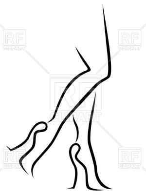 300x400 Outline Female Legs In Stylish High Heel Shoes Royalty Free Vector