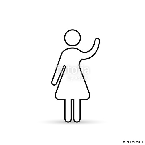 500x500 Woman Raised Hand Line Icon, Vector Simple Isolated Outline
