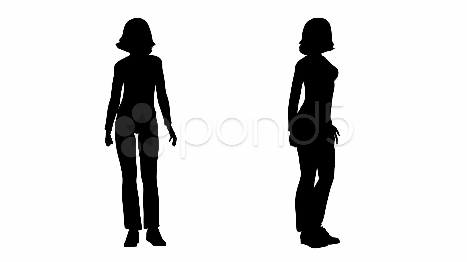1920x1080 Loop Standing Woman Silhouette ~ Stock Footage