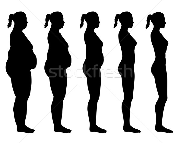 600x475 Obese To Skinny Female Silhouette Side View Stock Photo Randall