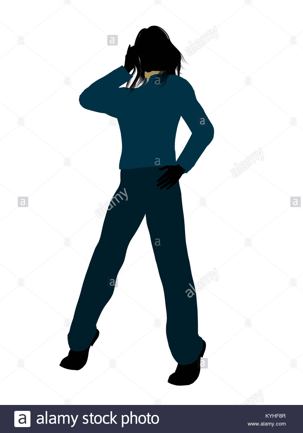 975x1390 Casual Dressed Female Silhouette On A White Background Stock Photo