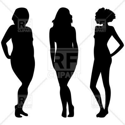400x400 Female Silhouettes With Different Weight Royalty Free Vector Clip