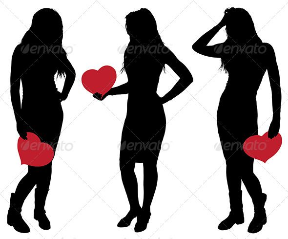 590x489 Silhouette Of A Girl Holding A Heart Silhouettes, Template And Girls
