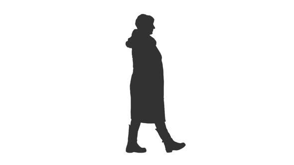 590x332 Silhouette Of Female Walking In Coats And Hat, Alpha Channel By
