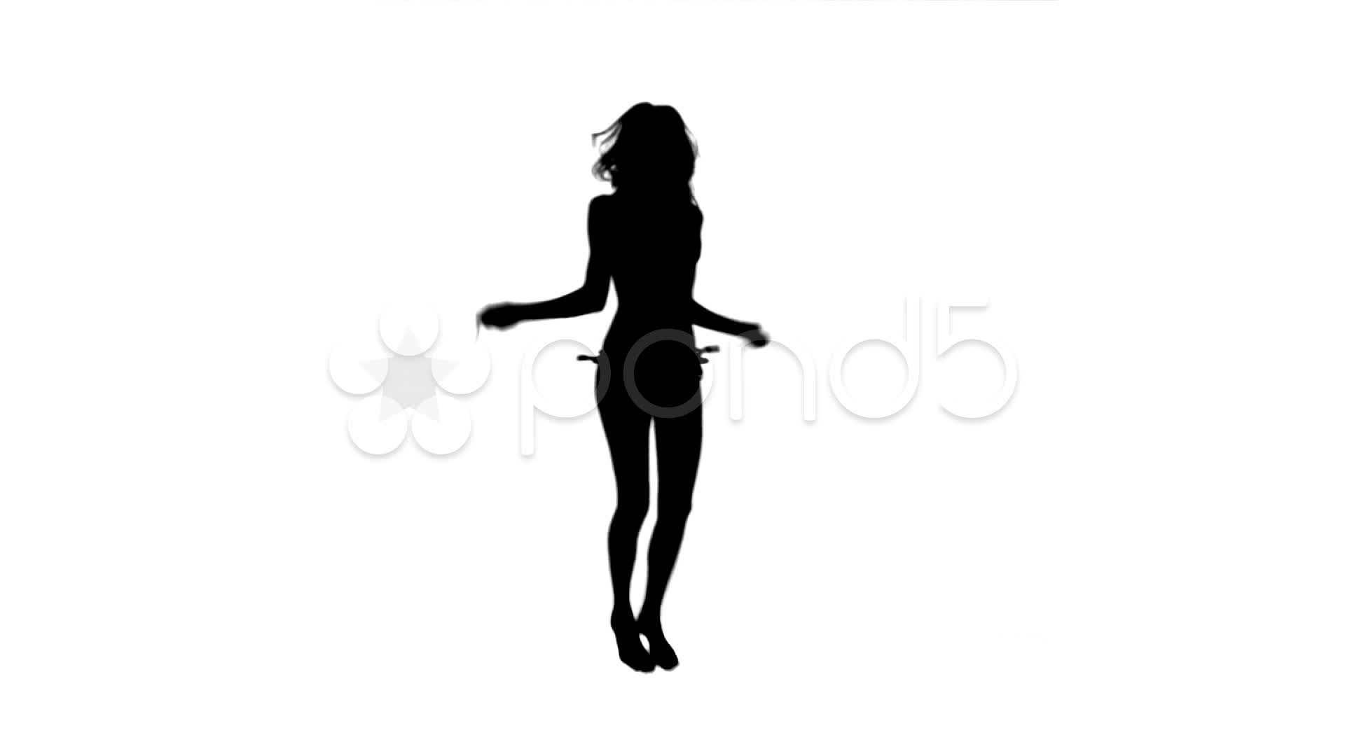 1920x1080 Silhouette Of A Woman Using A Skipping Rope ~ Clip
