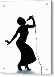 191x270 Silhouette Of Female Singer Singing On Microphone Photograph By Pm