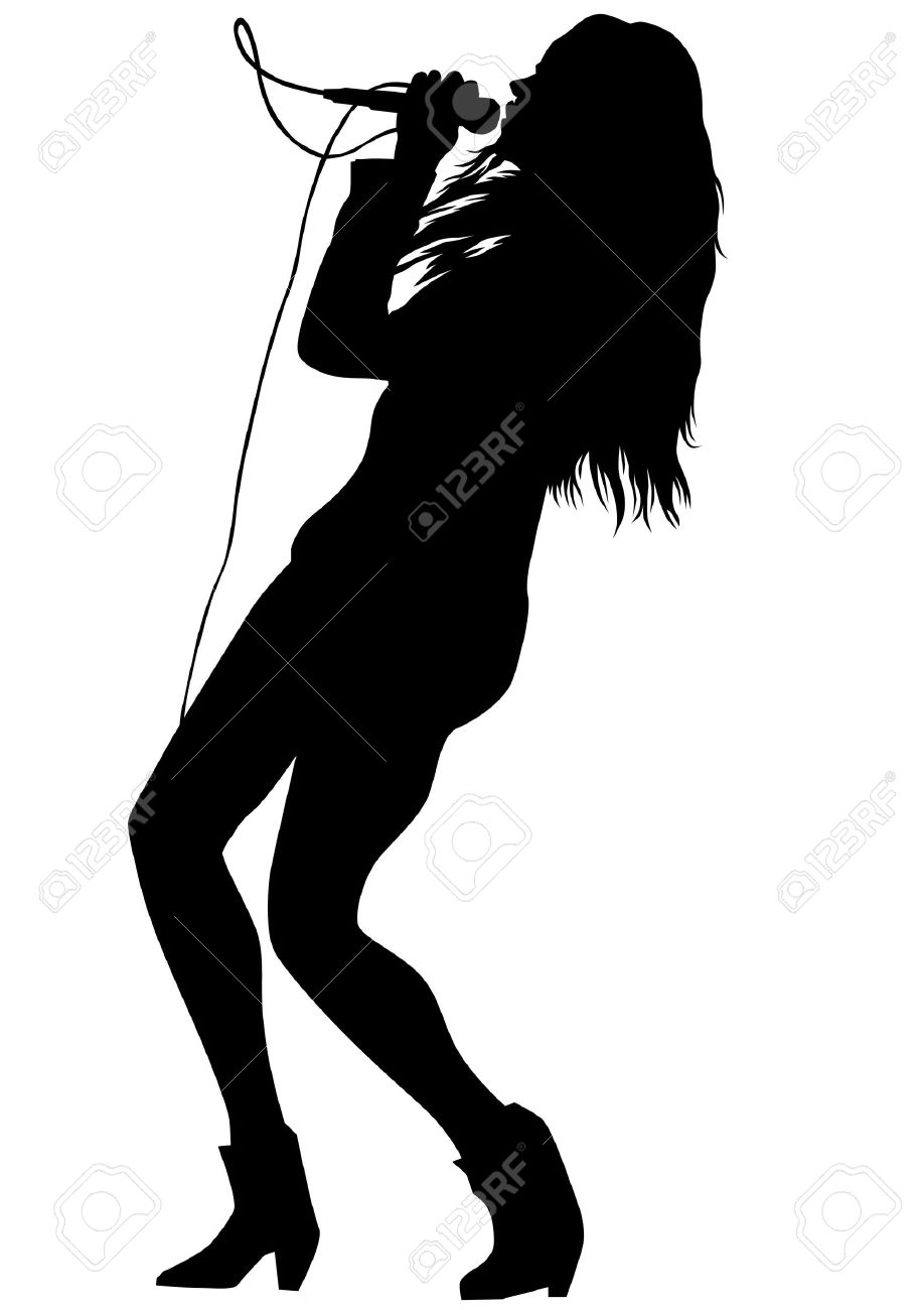 918x1300 Female Singer On Stage In Silhouette Stock Illustration Fair
