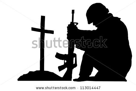 450x300 Soldier Praying Silhouette 101 Clip Art