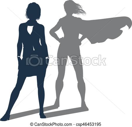 450x432 Superhero Shadow Businesswoman. Conceptual Illustration