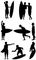 125x209 Creative Silhouette Of Surfer In Polygon Style With Rainbow Back