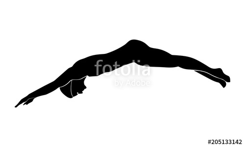 500x300 Images Of Silhouette Of Female Swimmers. Stock Image And Royalty