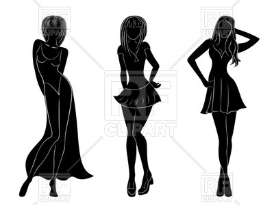 400x300 Black Silhouettes Of Slim Attractive Women In Different Dresses