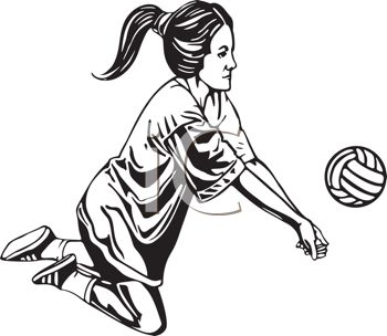 350x304 Royalty Free Clipart Image Female Volleyball Player Using