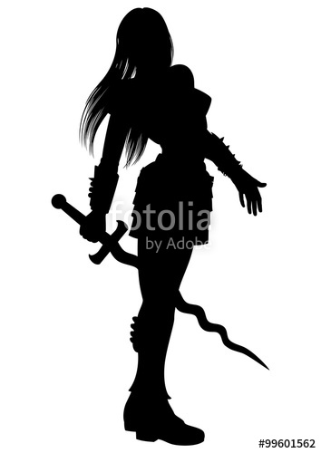 354x500 Guardian Knight Woman Silhouette. Illustration Girl Warrior