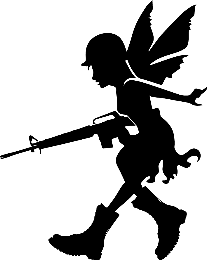 709x890 Harsh Black Fairy Warrior Silhouette In A Helmet With A Weapon