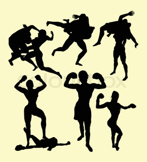 290x320 Wrestling Fight Sport Silhouette. Good Use For Symbol, Logo, Web