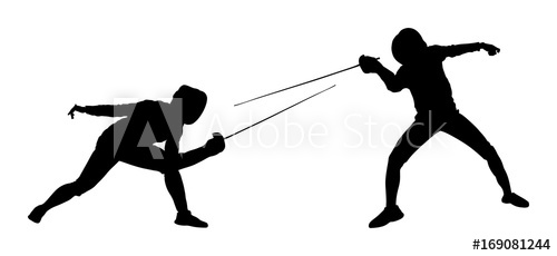 500x230 Fencing Player Portrait Vector Silhouette Illustration Isolated