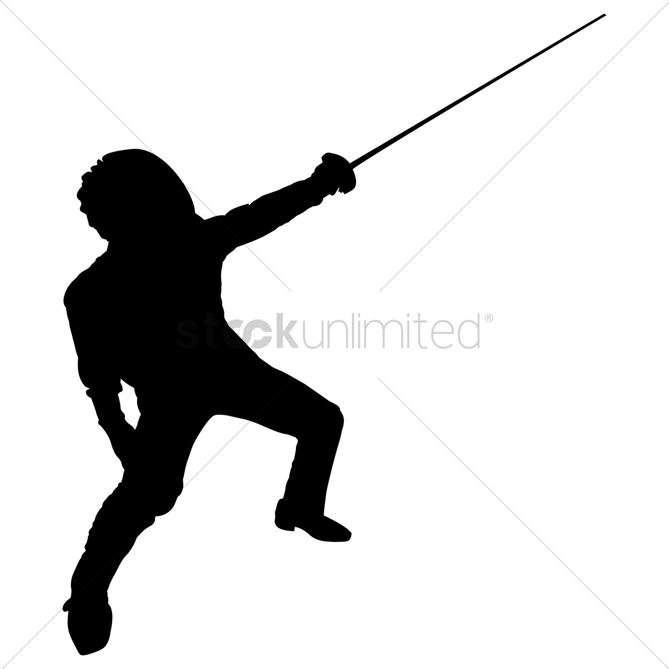 1300x1300 Silhouette Of A Man With Fencing Rapier Vector Image