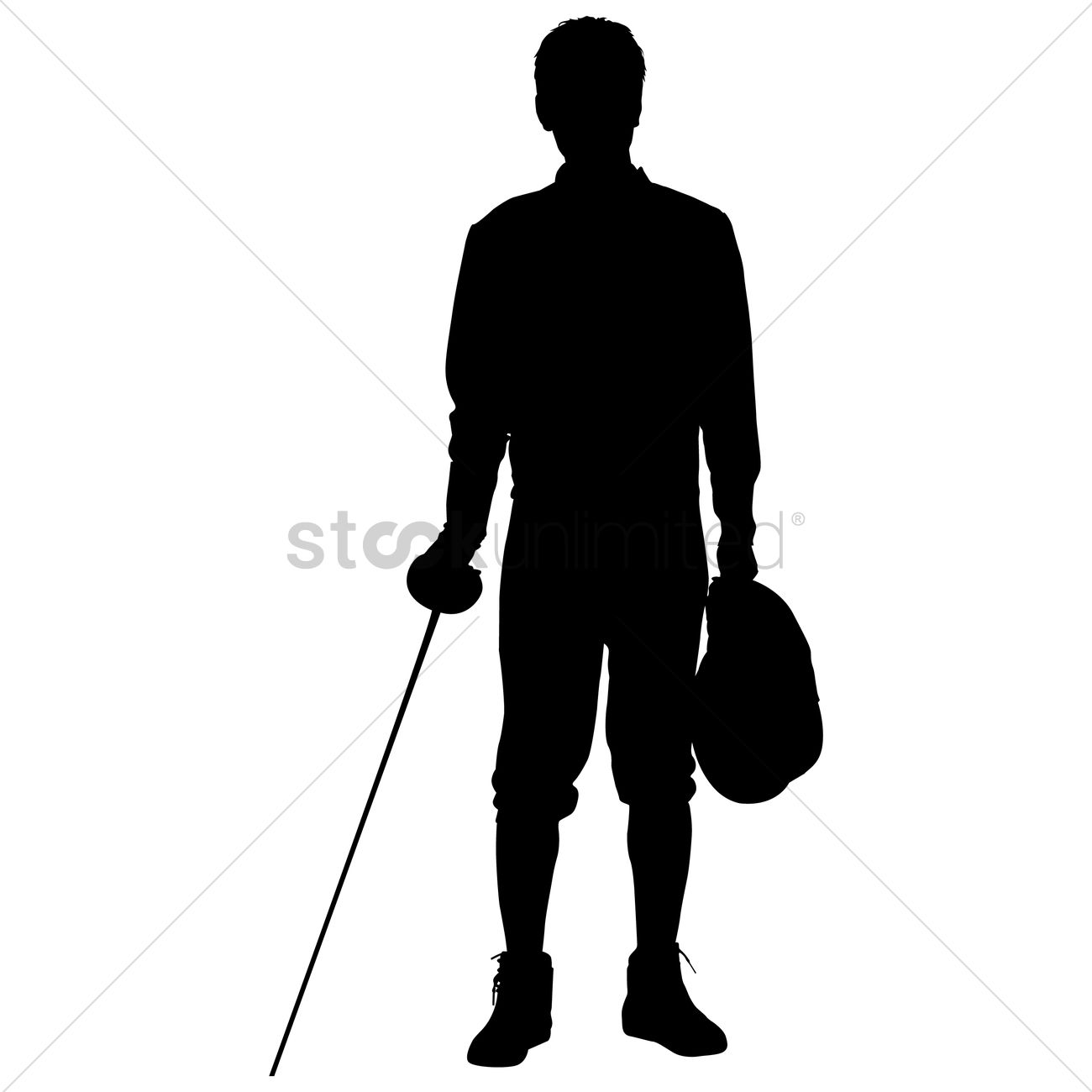 1300x1300 Silhouette Of A Man With Fencing Rapier Vector Image