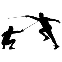 200x200 Silhouette Of A Man With Fencing Rapiers Vector Image
