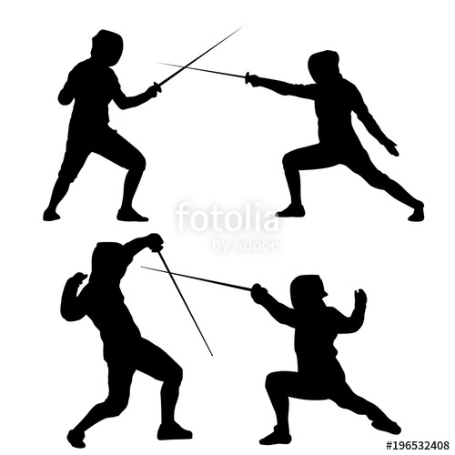 500x500 Black Silhouette Of Fencing On A White Background Stock Image