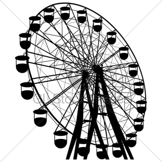 325x325 Silhouette Atraktsion Colorful Ferris Wheel. Vector Illus Gl