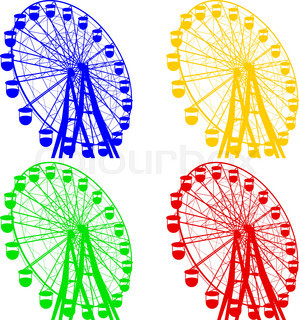 299x320 Silhouette Park Atraktsion Ferris Wheel. Vector Illustration