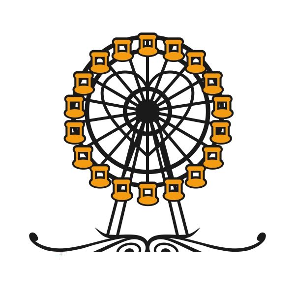 600x600 Ferris Wheel Cuttable Design Cut File. Vector, Clipart, Digital