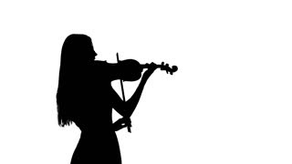 320x180 Woman Violinist Playing The Fiddle. Silhouette Stock Video Footage