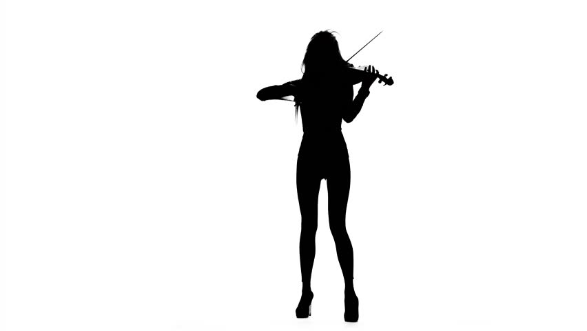 852x480 Girl Playing The Fiddle. Silhouette Stock Footage Video 21212029