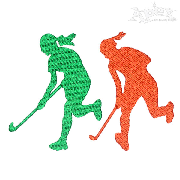 600x600 Hockey Girl Silhouette Embroidery Design Sports And Mascots