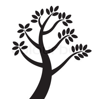 320x320 Vector Illustration Of Black Tree Silhouette With Butterfly Flying