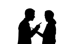 256x144 Couple Fighting Silhouette Stock Video Footage 3334818