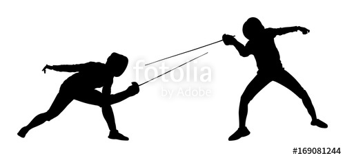 500x230 Fencing Player Portrait Vector Silhouette Illustration Isolated