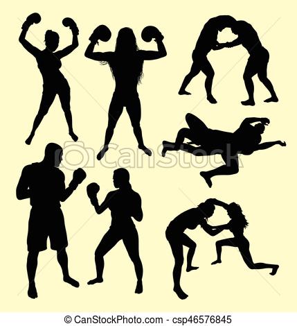 429x470 Fighting Male And Female Sport Silhouette. Good Use For Eps
