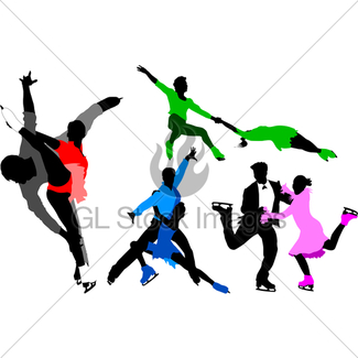 325x325 Mans Figure Skating Silhouette Set Gl Stock Images
